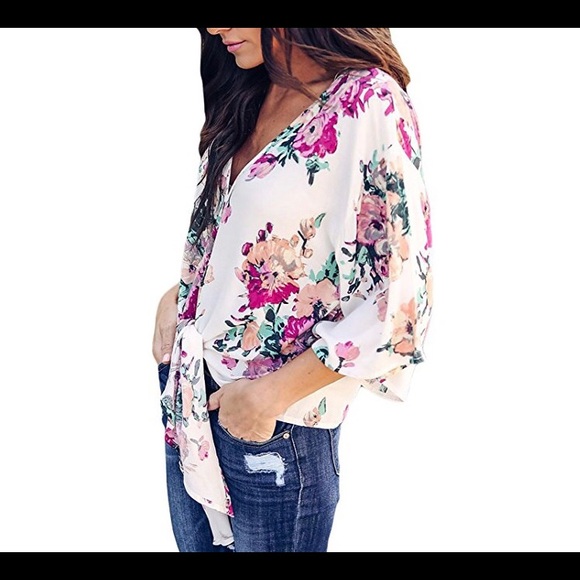 🆕Floral Tie Front Chiffon Blouse🎊HOST PICK - Picture 2 of 2